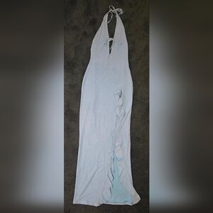 White Fox Light Blue Maxi Dress - Halter Style